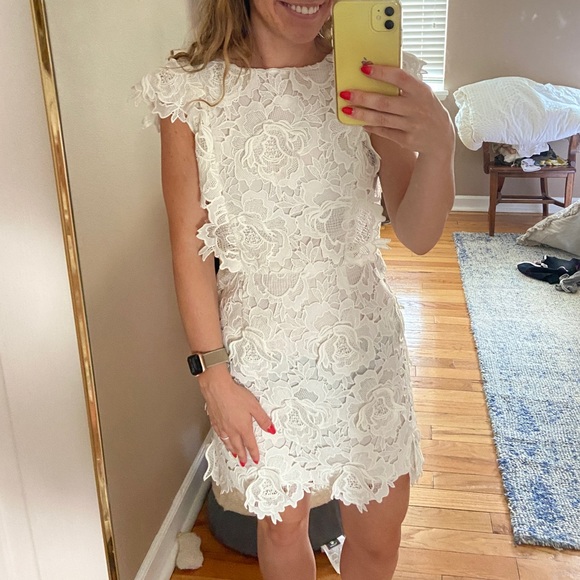 NEW WHITE SHORT WEDDING DRESS 3-D FLOWERS SZ S - Picture 12 of 12